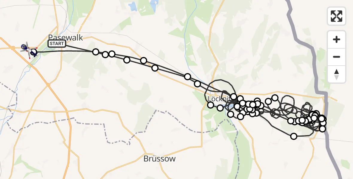 Flugroute Polizeihubschrauber Pasewalk - Papendorf, 10 April 2026, 04:40