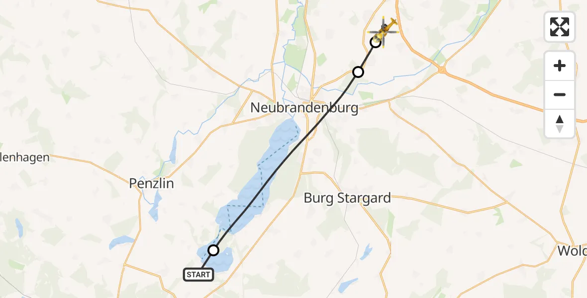 Flugroute Rettungshubschrauber Hohenzieritz - Neverin, 10 April 2026, 05:31