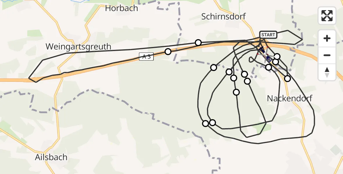 Flugroute Polizeihubschrauber Mühlhausen - Mühlhausen, 10 April 2026, 05:34