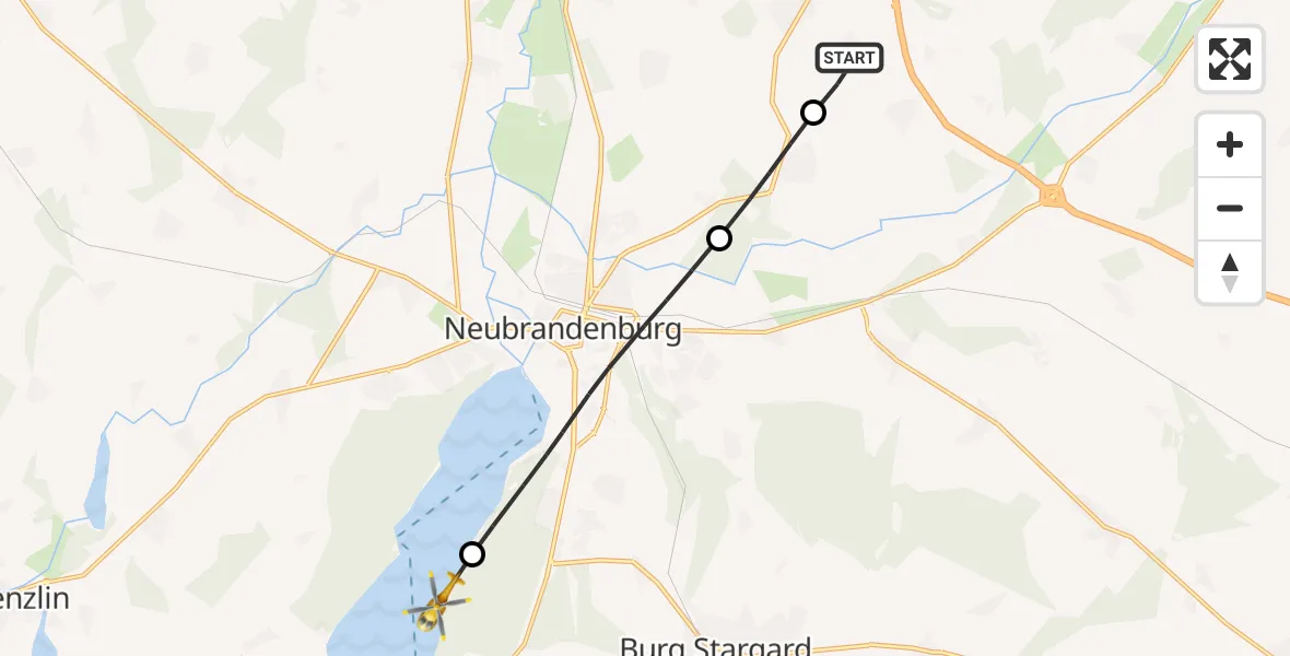 Flugroute Rettungshubschrauber Neverin - Neubrandenburg, 10 April 2026, 06:00