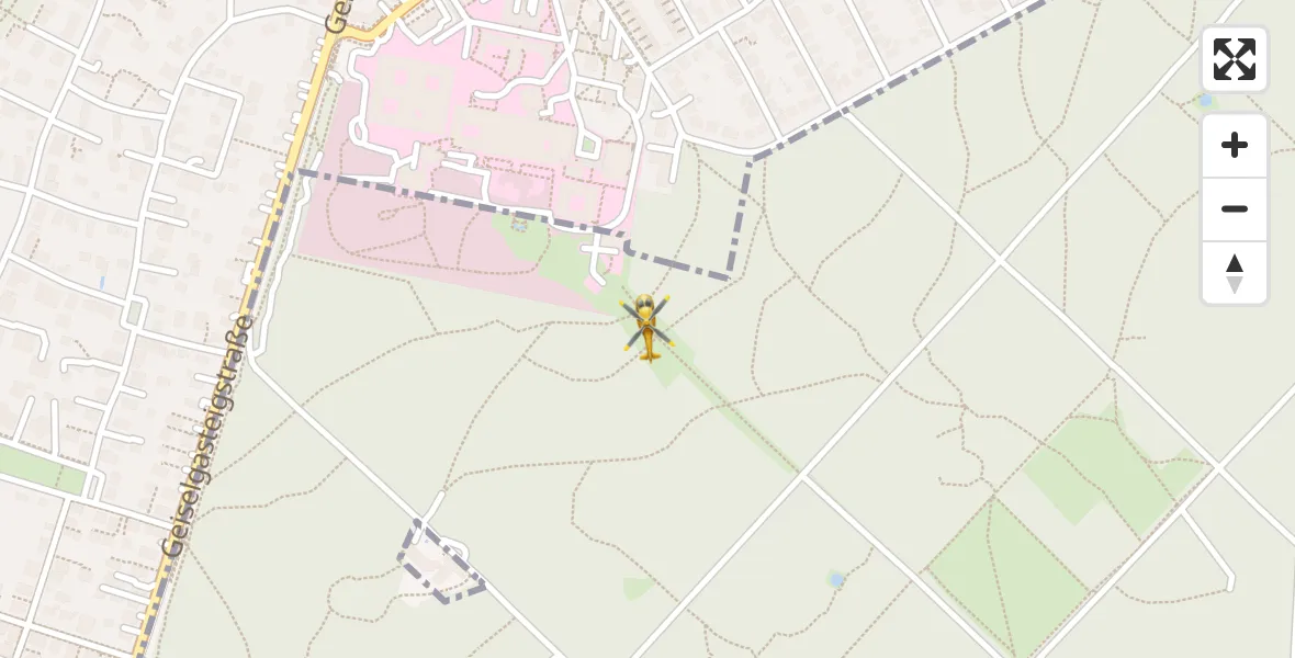 Flugroute Rettungshubschrauber ADAC Air Rescue Center Hubschrauberlandeplatz (Christoph 1) - ADAC Air Rescue Center Hubschrauberlandeplatz (Christoph 1), 10 April 2026, 06:13