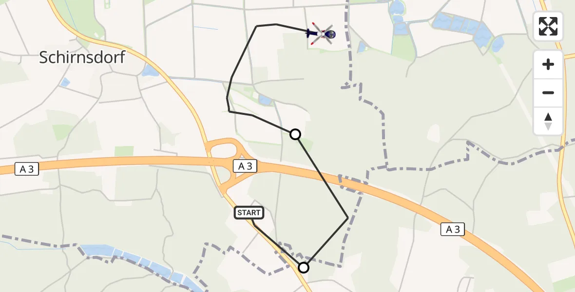 Flugroute Polizeihubschrauber Mühlhausen - Mühlhausen, 10 April 2026, 06:48