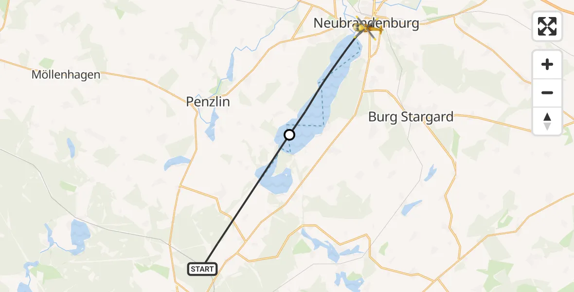 Flugroute Rettungshubschrauber Blumenholz - Neubrandenburg, 10 April 2026, 06:57