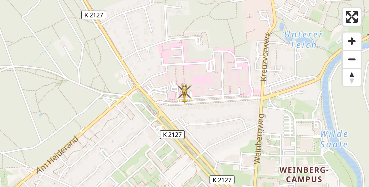 Flugroute Ambulanzhubschrauber Halle (Saale) University Hospital - Halle (Saale) University Hospital, 10 April 2026, 07:32