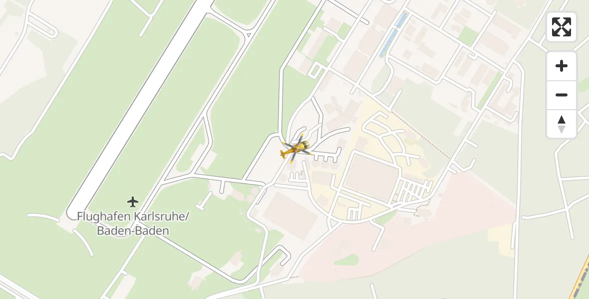 Flugroute Rettungshubschrauber Karlsruhe Baden-Baden Flughafen - Karlsruhe Baden-Baden Flughafen, 10 April 2026, 07:37