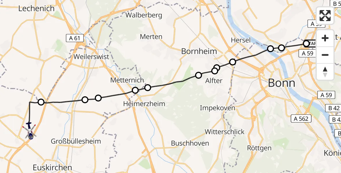 Flugroute Polizeihubschrauber Sankt Augustin - Euskirchen, 10 April 2026, 07:44