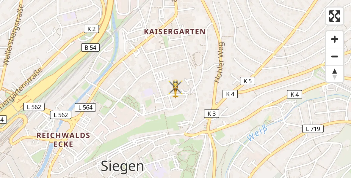 Flugroute Ambulanzhubschrauber Marien Hospital Siegen - Marien Hospital Siegen, 10 April 2026, 07:47