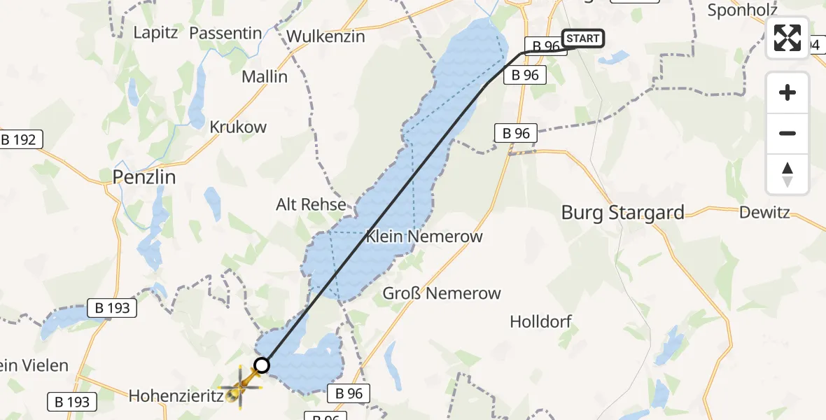 Routekaart van de vlucht: Rettungshubschrauber nach Hohenzieritz, K 79