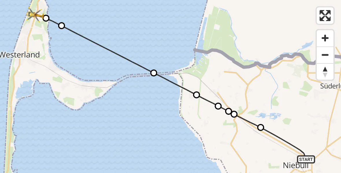Flugroute Rettungshubschrauber Niebüll - Kampen (Sylt), 10 April 2026, 07:52