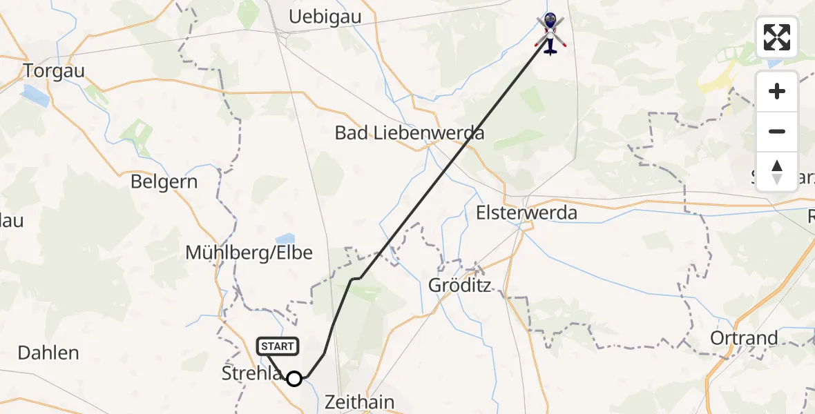 Flugroute Polizeihubschrauber Strehla - Schönborn, 10 April 2026, 07:57