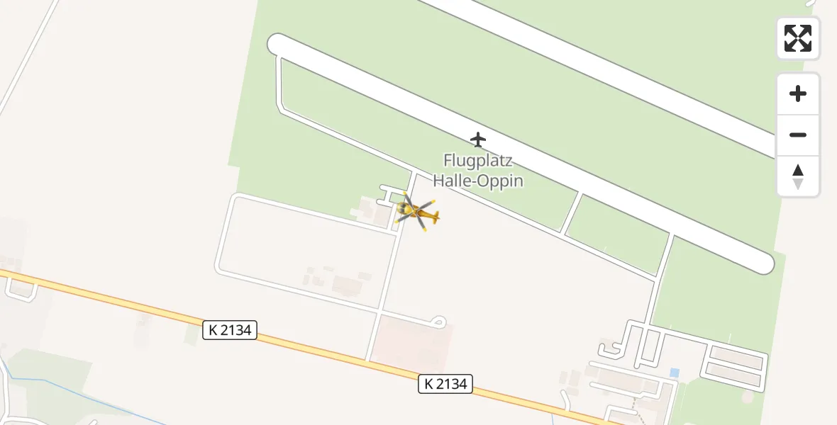 Flugroute Ambulanzhubschrauber Halle-Oppin Flugplatz - Halle-Oppin Flugplatz, 10 April 2026, 08:05