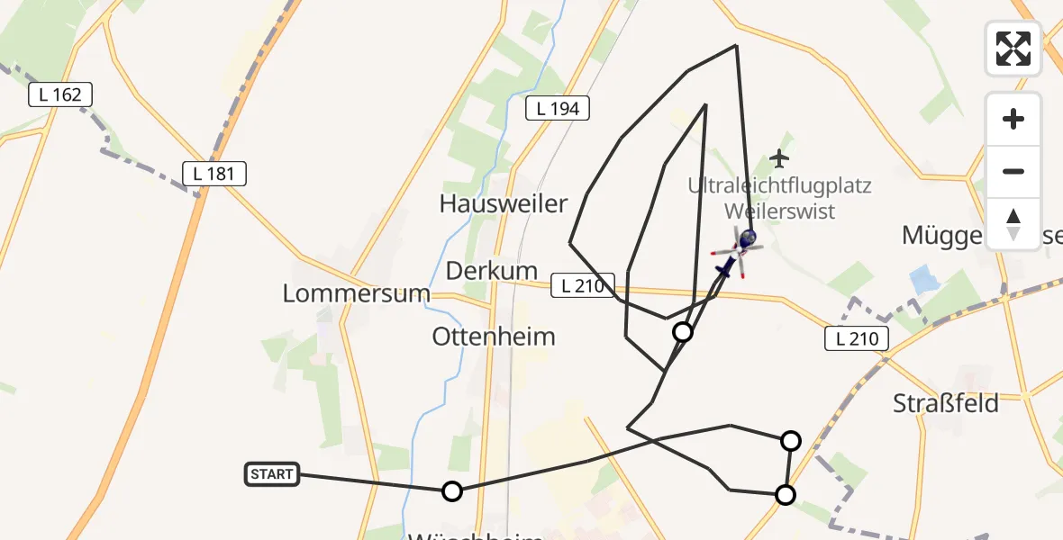 Flugroute Polizeihubschrauber Weilerswist - Weilerswist, 10 April 2026, 08:28