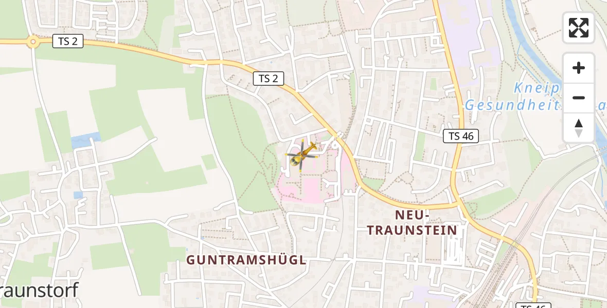 Flugroute Rettungshubschrauber Traunstein Hospital - Traunstein Hospital, 10 April 2026, 08:29