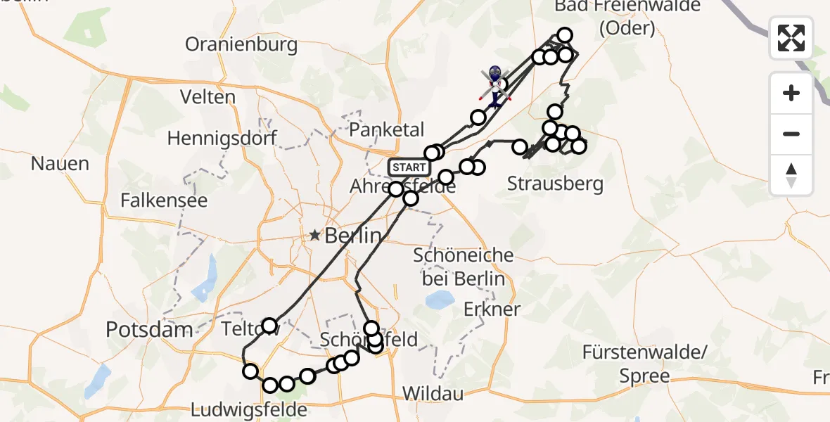 Flugroute Polizeihubschrauber Ahrensfelde - Werneuchen, 10 April 2026, 08:33