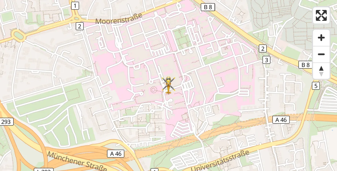 Flugroute Ambulanzhubschrauber Düsseldorf University Hospital - Düsseldorf University Hospital, 10 April 2026, 08:48