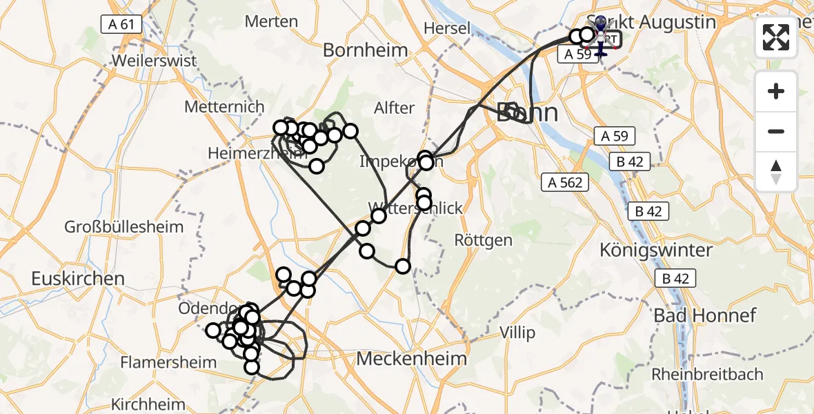 Flugroute Polizeihubschrauber Sankt Augustin - Sankt Augustin, 10 April 2026, 09:00