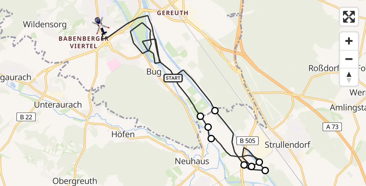 Flugroute Polizeihubschrauber Bamberg - Bamberg, 10 April 2026, 09:16