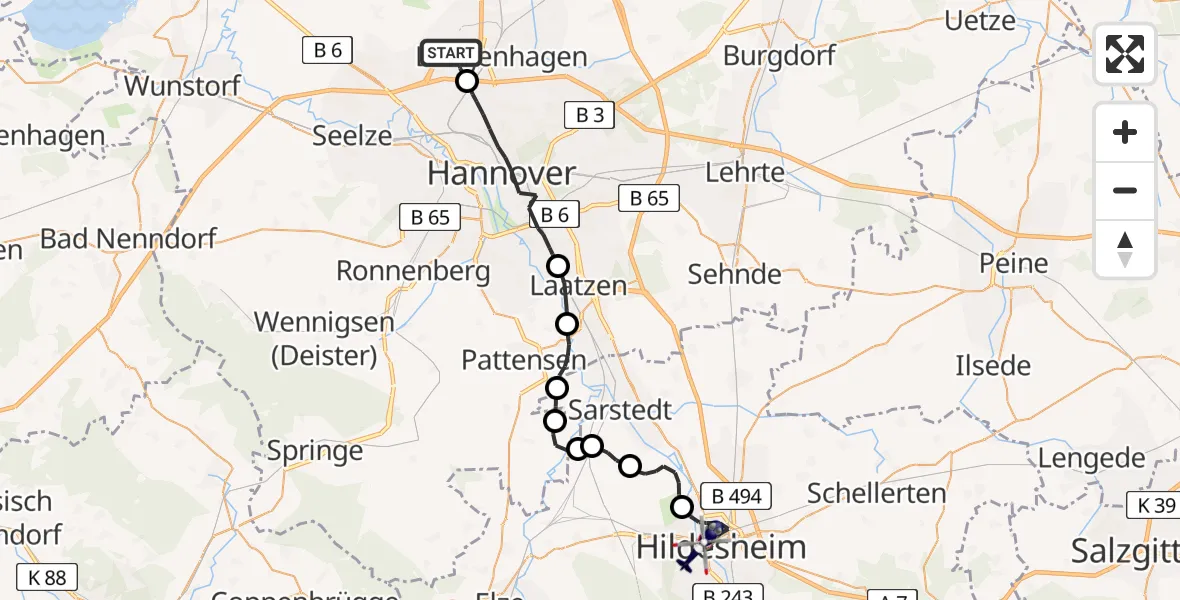 Flugroute Polizeihubschrauber Flughafen Hannover - Hildesheim, 10 April 2026, 09:26