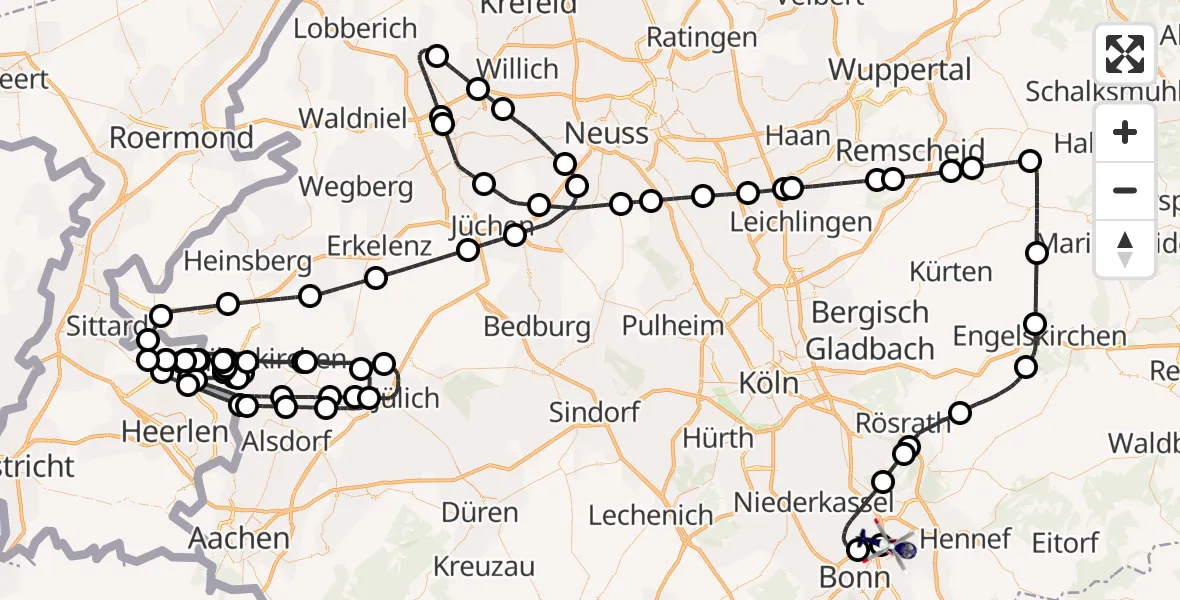 Flugroute Polizeihubschrauber Militärflugplatz Geilenkirchen - Sankt Augustin, 10 April 2026, 09:33