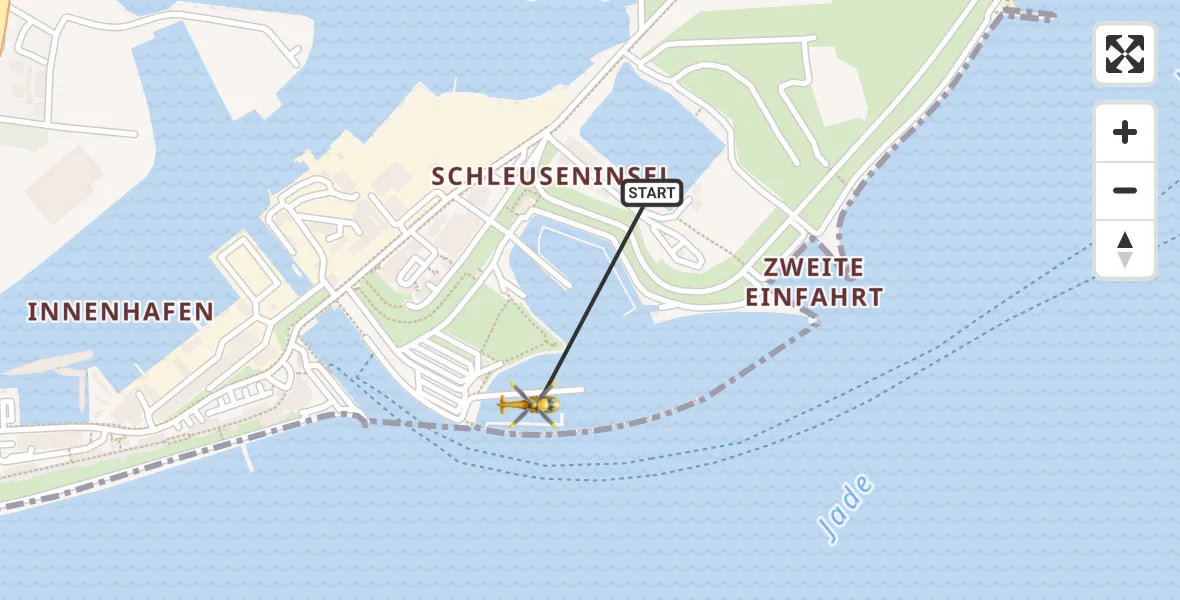 Flugroute Rettungshubschrauber Wilhelmshaven - Wilhelmshaven, 10 April 2026, 09:46