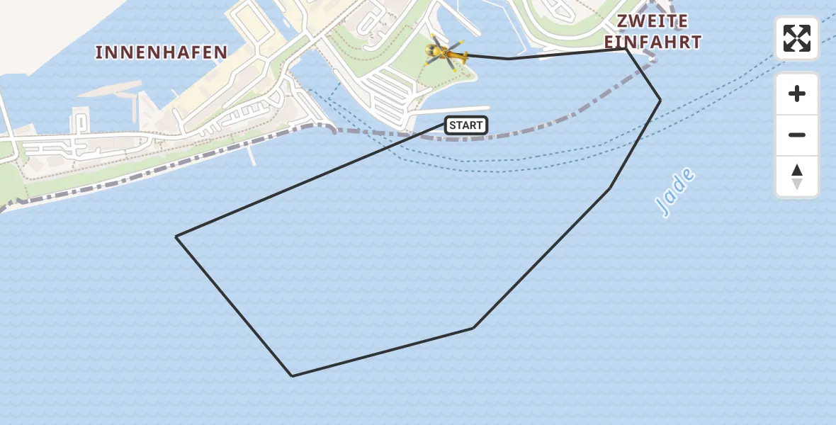 Flugroute Rettungshubschrauber Wilhelmshaven - Wilhelmshaven, 10 April 2026, 09:50