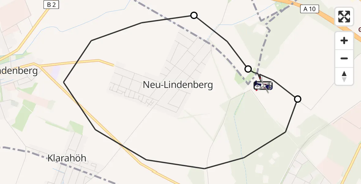 Flugroute Polizeihubschrauber Ahrensfelde Hubschrauberlandeplatz - Ahrensfelde Hubschrauberlandeplatz, 10 April 2026, 10:03