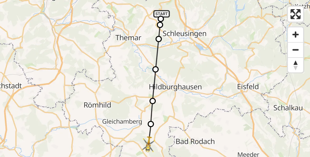 Flugroute Rettungshubschrauber Bischofrod - Straufhain, 10 April 2026, 10:16