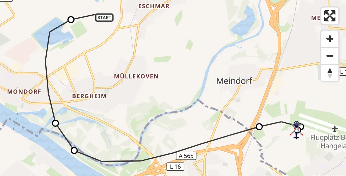 Flugroute Polizeihubschrauber Troisdorf - Sankt Augustin, 10 April 2026, 10:47