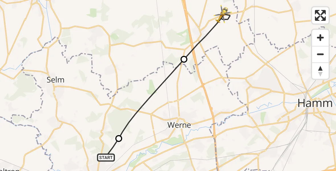 Flugroute Rettungshubschrauber Lünen - Ascheberg, 10 April 2026, 10:56