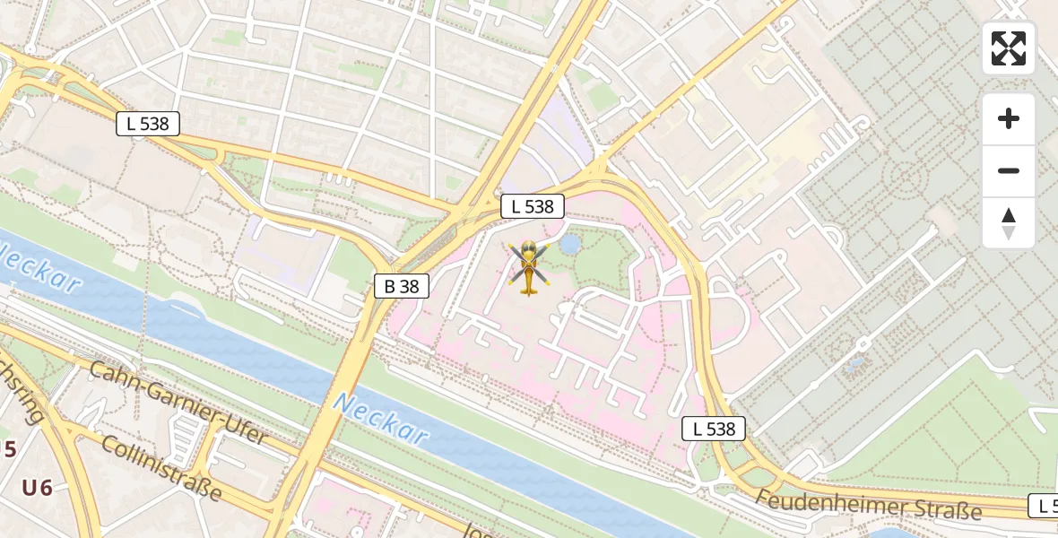 Flugroute Rettungshubschrauber Mannheim - Mannheim, 10 April 2026, 10:58