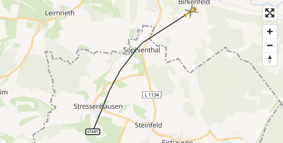 Routekaart van de vlucht: Rettungshubschrauber nach Hildburghausen, Eishäuser Straße