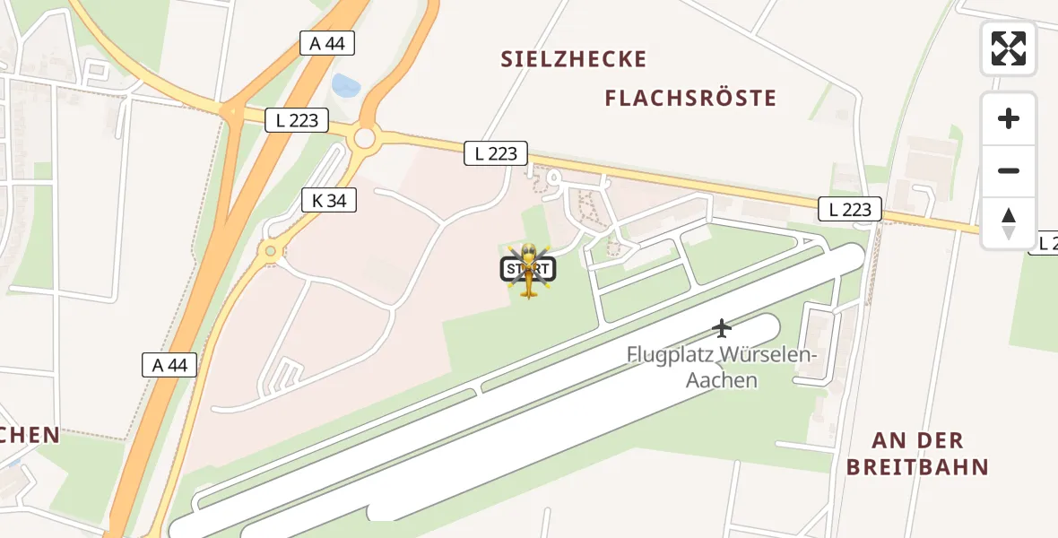 Flugroute Ambulanzhubschrauber Aachen-Merzbrück Flughafen - Aachen-Merzbrück Flughafen, 10 April 2026, 11:24