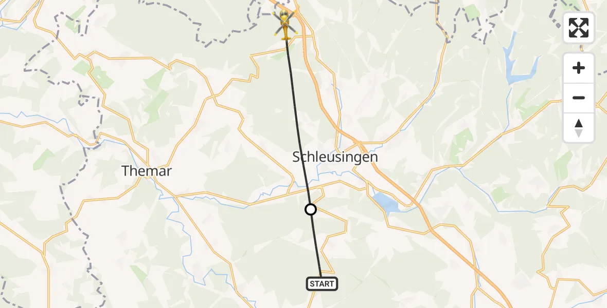 Flugroute Rettungshubschrauber Hildburghausen - Schleusingen, 10 April 2026, 11:54