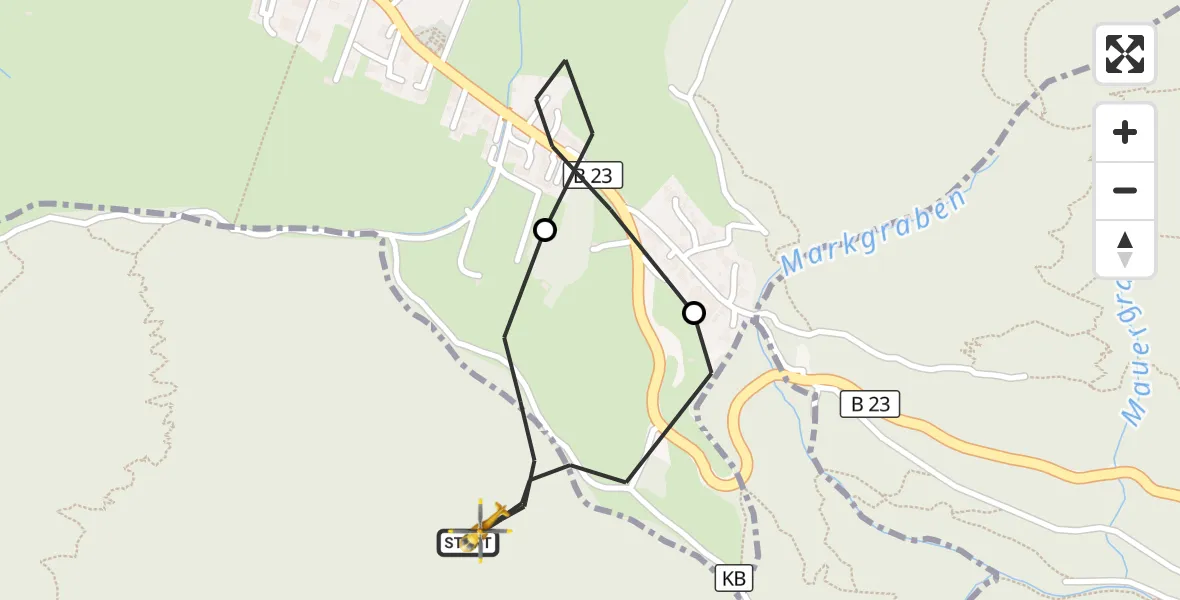 Flugroute Rettungshubschrauber Ettaler Forst - Ettaler Forst, 10 April 2026, 12:00