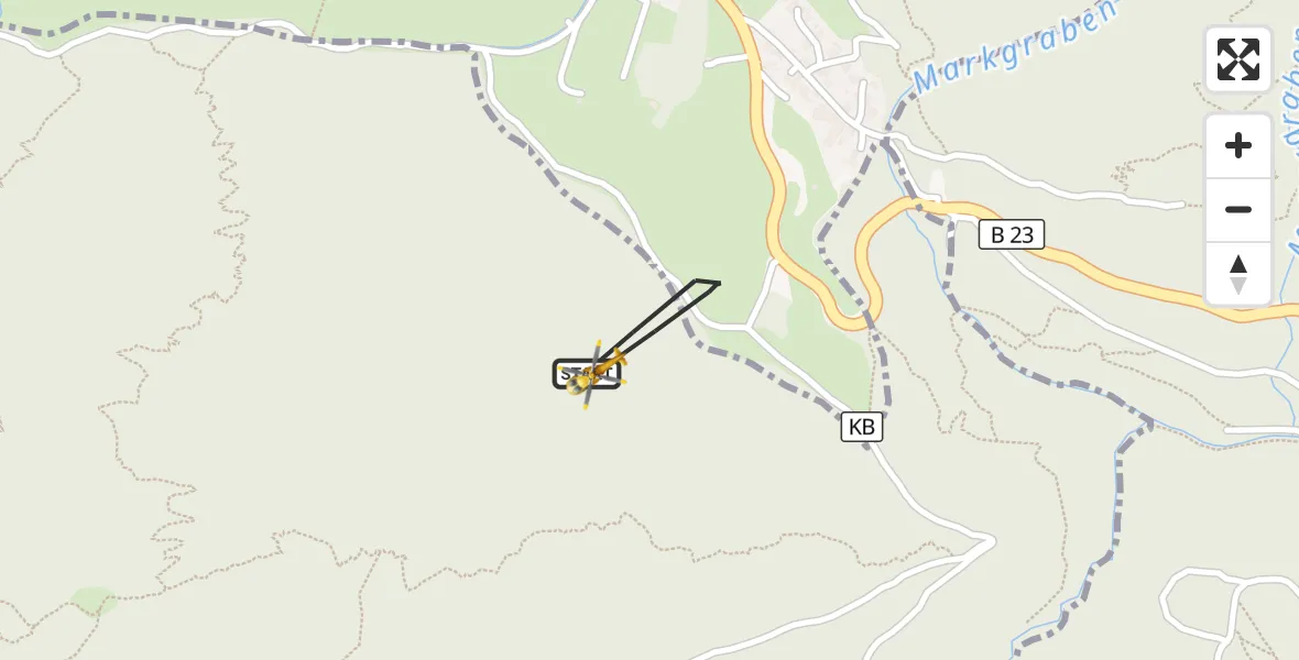 Flugroute Rettungshubschrauber Ettaler Forst - Ettaler Forst, 10 April 2026, 12:07