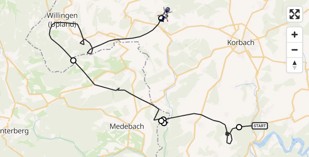 Flugroute Polizeihubschrauber Vöhl - Diemelsee, 10 April 2026, 12:17