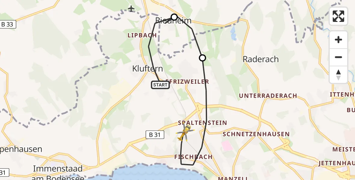 Flugroute Rettungshubschrauber Friedrichshafen - Friedrichshafen, 10 April 2026, 12:23