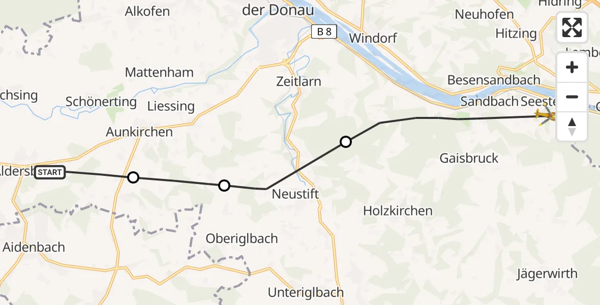 Flugroute Rettungshubschrauber Aldersbach - Vilshofen an der Donau, 10 April 2026, 12:51