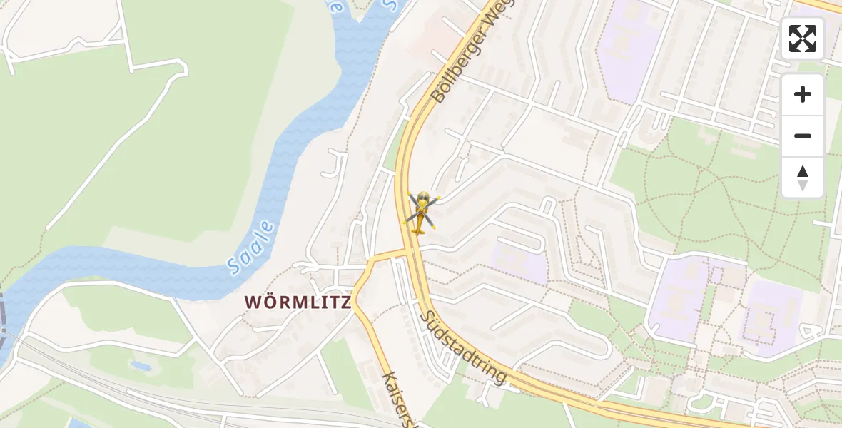 Flugroute Rettungshubschrauber Halle (Saale) - Halle (Saale), 10 April 2026, 13:22