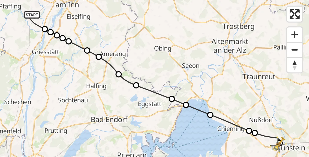 Flugroute Rettungshubschrauber Edling - Traunstein Hospital, 10 April 2026, 13:57