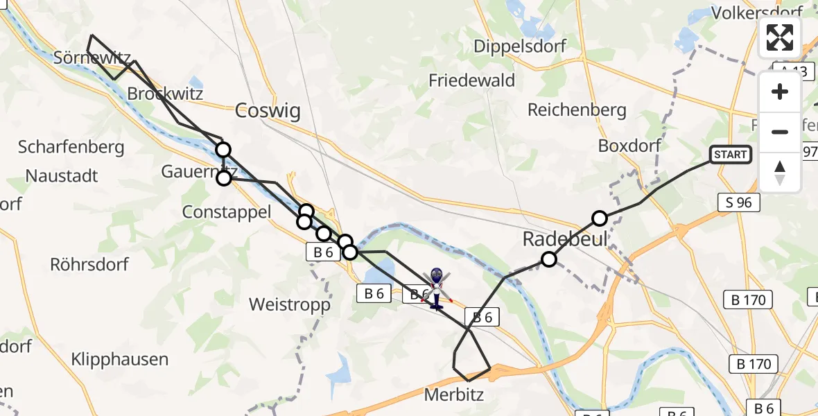 Flugroute Polizeihubschrauber Dresden - Dresden, 10 April 2026, 15:43