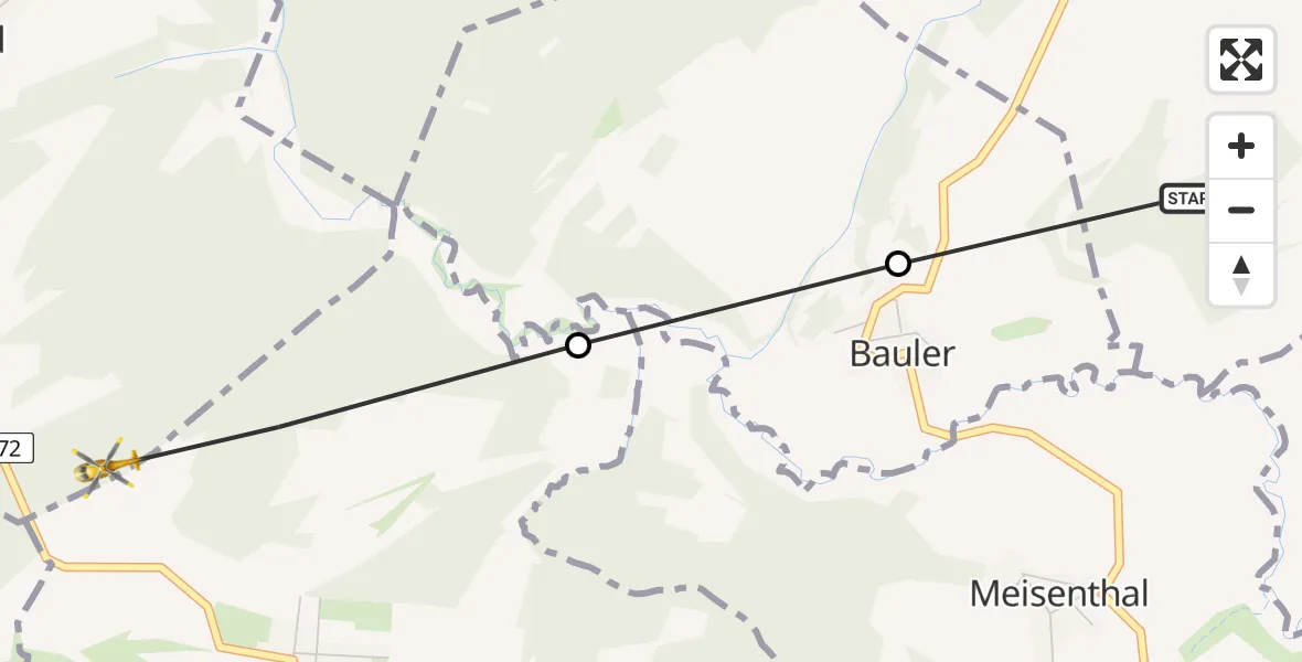 Flugroute Ambulanzhubschrauber Wiesemscheid - Bodenbach, 10 April 2026, 15:45