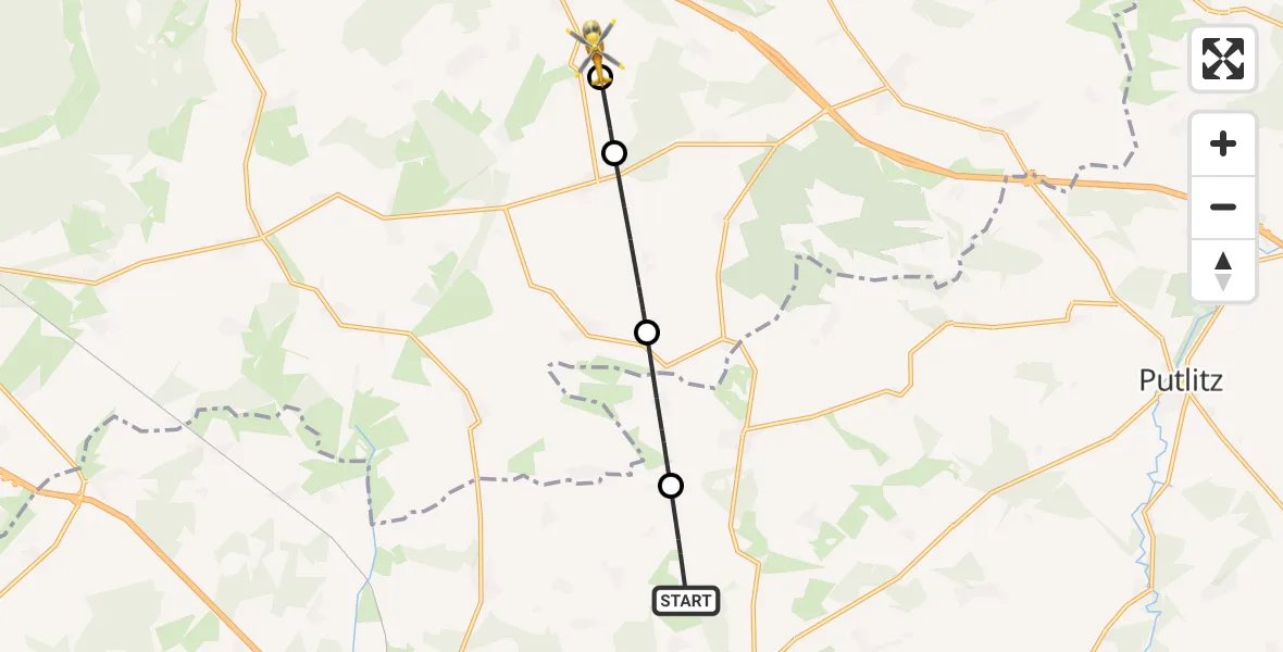 Flugroute Rettungshubschrauber Pirow - Karrenzin, 10 April 2026, 15:50
