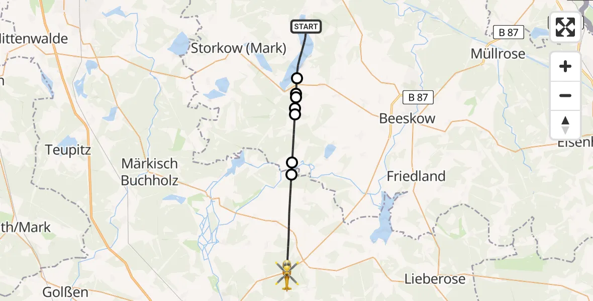 Flugroute Rettungshubschrauber Bad Saarow - Märkische Heide, 10 April 2026, 15:51