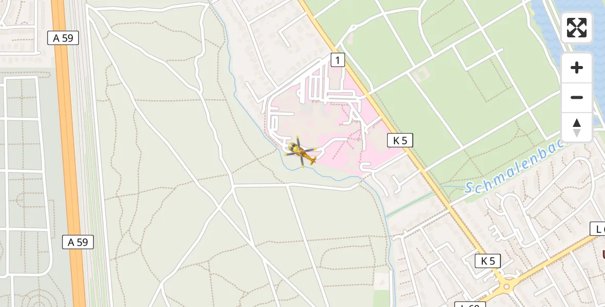 Flugroute Rettungshubschrauber Sana Clinic Duisburg Hubschrauberlandeplatz - Sana Clinic Duisburg Hubschrauberlandeplatz, 10 April 2026, 16:02