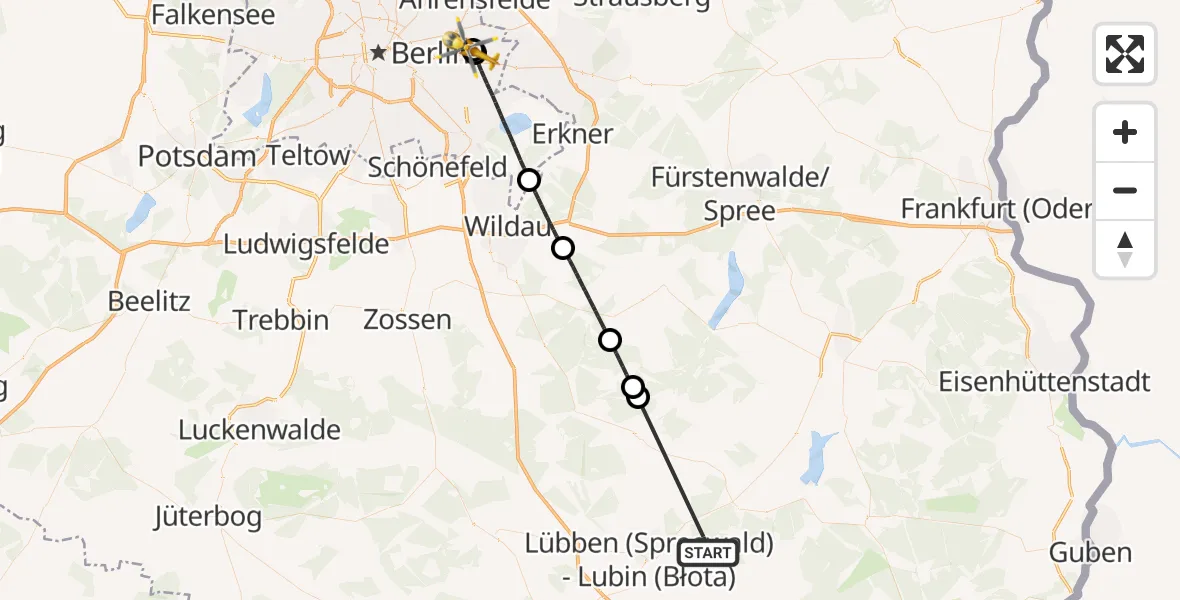 Routekaart van de vlucht: Rettungshubschrauber nach Berlin Emergency Hospital