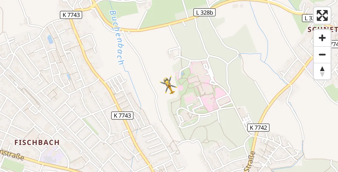 Flugroute Rettungshubschrauber Friedrichshafen Hospital - Friedrichshafen Hospital, 10 April 2026, 16:56