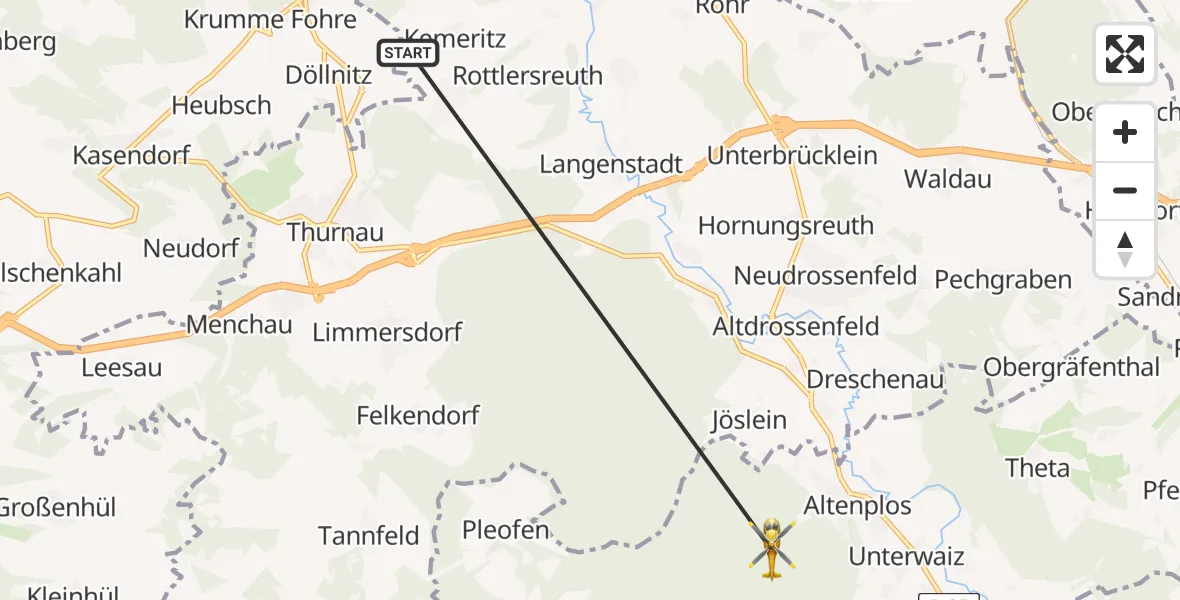 Flugroute Rettungshubschrauber Thurnau - Forst Neustädtlein a.Forst, 10 April 2026, 17:26