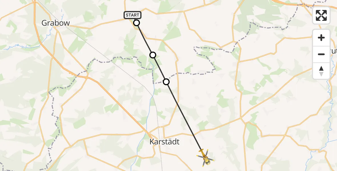 Flugroute Rettungshubschrauber Zierzow - Karstädt, 10 April 2026, 17:27
