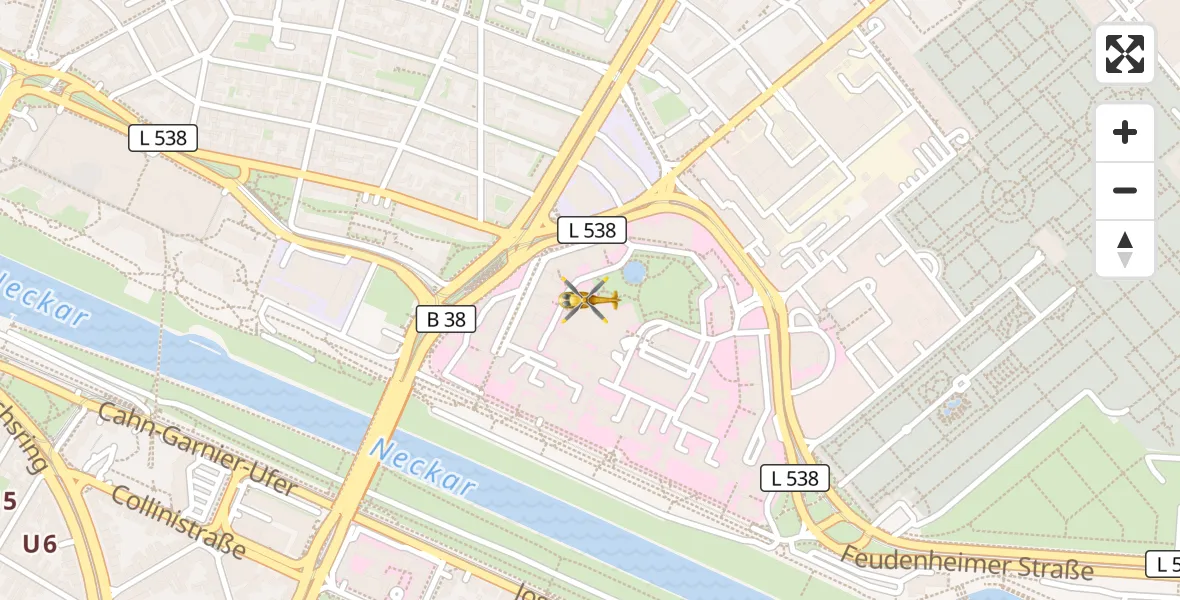 Flugroute Rettungshubschrauber Mannheim - Mannheim, 10 April 2026, 18:02
